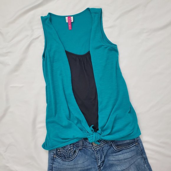 2 in 1 Teal Cardigan with built in Black Camisole - Picture 2 of 10